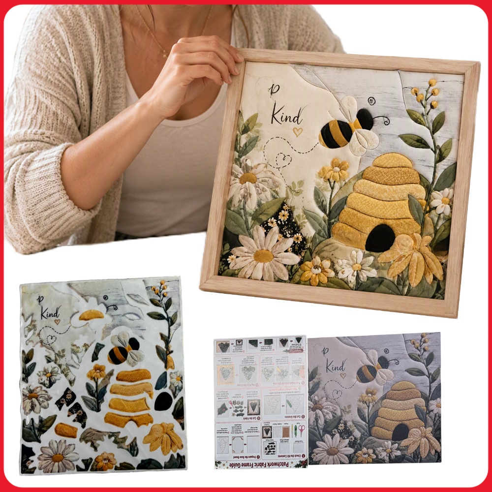 Embroidery Craft - Punch-Nadel-Stickerei DIY-Set Bienenwabe Sonnenblume 3D-Textur Wandkunst